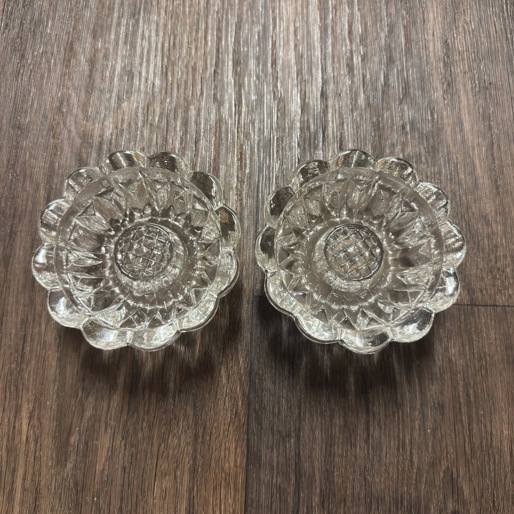 Vintage Princess House Glass Candle Holders 3-Way Reversible x 2